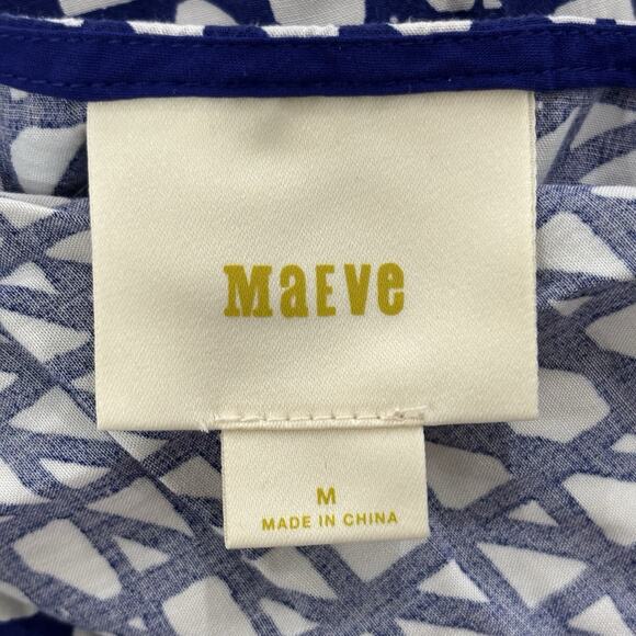 Anthropologie Maeve Size M Gemma Blue White Geometric Dolman Sleeve Dress - Picture 3 of 7